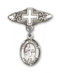 Pin Badge with St. Zachary Charm and Badge Pin with Cross [BLBP1072]