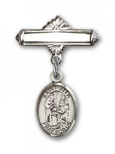 Pin Badge with St. Zita Charm and Polished Engravable Badge Pin [BLBP1582]