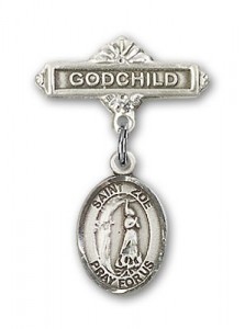 Pin Badge with St. Zoe of Rome Charm and Godchild Badge Pin [BLBP2068]