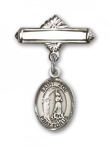 Pin Badge with St. Zoe of Rome Charm and Polished Engravable Badge Pin [BLBP2063]