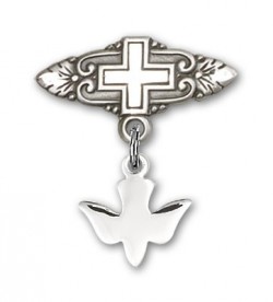 Pin with Holy Spirit Charm and Badge Pin with Cross [BLBP0023]