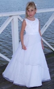 Plus Size First Communion Dress with Asymmetrical Organza Skirt  [SCDPL254]