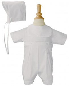 Boys Baptism Romper with Screened Cross [LTM079]