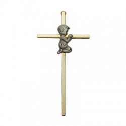 Praying Boy Brass Baby Cross 7“H   [SNCR1045]