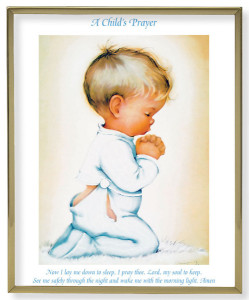 Praying Boy 8x10 Gold Trim Plaque [HFA0604]