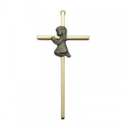 Praying Girl Brass Baby Cross 7“H   [SNCR1046]