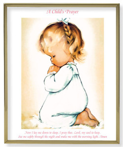 Praying Girl 8x10 Gold Trim Plaque [HFA0605]