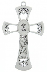 Praying Girl Pewter Cross - 6 inch [RBS2014]