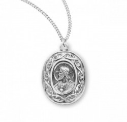 Profile Scapular Medal with Crown of Thorns Border Necklace [REM2116]