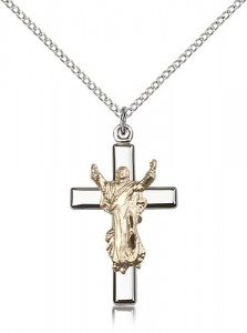 Women's Risen Christ Cross Pendant Two-Tone [BM0204]