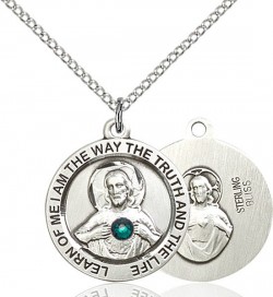 Round Medium Sacred Heart Pendant Birthstones [BLST4058BRTH]