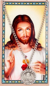 Round Sacred Heart Medal with Prayer Card [PC0064]