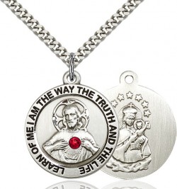 Round Scapular Pendant with Mt. Carmel Birthstone Option [BLST4083]