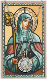 Round St. Brigid of Ireland Medal with Prayer Card [PC0036]