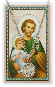 Round St. Joseph Medal with Prayer Card [PC0095]
