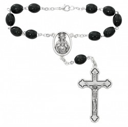 Sacred Heart Black Wood Auto Rosary [AU0031]