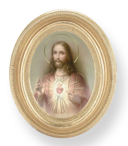 Sacred Heart of Jesus Small 4.5 Inch Oval Framed Print [HFA4703]