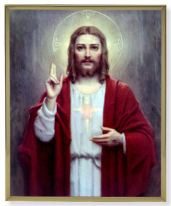 Sacred Heart by Chambers Gold Frame Plaque - 2 Sizes [HFA4989]