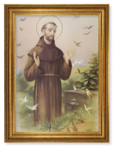 Saint Francis with Birds 19x27 Framed Print Artboard [HFA5170]