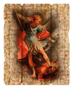 SaintMichael Distressed Wood Wall Plaque [HFA4627]