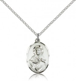Scapular Medal with Smooth Thin Border Necklace [CM2110]