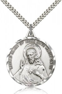 Men's Large Round Scapular Medal with Etched Border [CM2143]