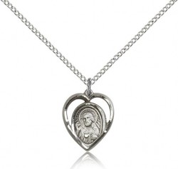 Women's Open-Cut Heart Shaped Scapular Pendant [BC0076]