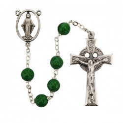 Shamrock Glass Rosary Pewter [RB1807]