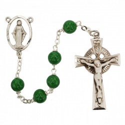 Shamrock Glass Rosary Sterling Silver [RB1508]
