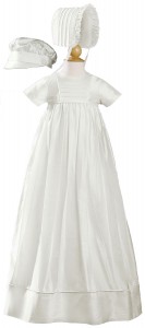 Short Sleeve Silk Dupioni Family Christening Gown [LTM011]