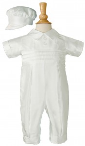 Silk Dupioni Baptism Coverall with Peter Pan Collar [LTM070]