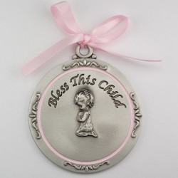 Silver Bless This Child Crib Medal - Girl [MVCRE002]