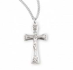Slimline Flared Leaf Tip Crucifix Necklace [HMM3336]
