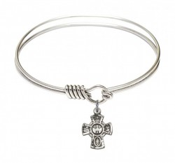 Smooth Bangle Bracelet with a 5-Way Charm [BRS3145]