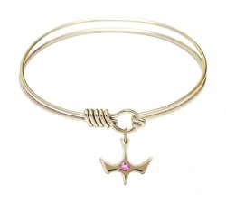 Smooth Bangle Bracelet with a Birthstone Holy Spirit Charm [BRST054]