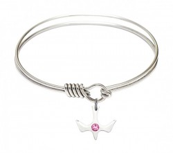 Smooth Bangle Bracelet with Birthstone Holy Spirit Charm [BRST055]