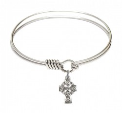 Smooth Bangle Bracelet with a Celtic Cross Charm [BRS4133]