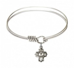 Smooth Bangle Bracelet with a Communion 5-Way Charm [BRS0890]