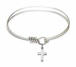 Smooth Bangle Bracelet with a Cross Charm [BRS1006]