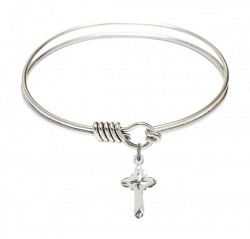 Smooth Bangle Bracelet with a Cross Charm [BRS2525]