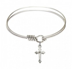 Smooth Bangle Bracelet with a Cross Charm [BRS2531]