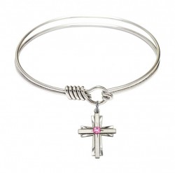 Smooth Bangle Bracelet with a Cross Charm [BRST034]