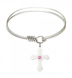 Smooth Bangle Bracelet with a Cross Charm [BRST057]