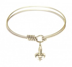 Smooth Bangle Bracelet with a Fleur de Lis Charm [BRS0293]