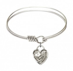 Smooth Bangle Bracelet with a Graduation Heart Charm [BRS3406]