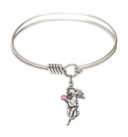 Smooth Bangle Bracelet with a Guardian Angel Charm [BRST042]