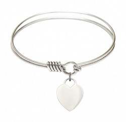 Smooth Bangle Bracelet with a Heart Charm [BRS3400]