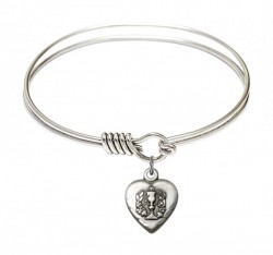 Smooth Bangle Bracelet with a Heart Communion Charm [BRS0892]