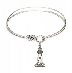 Smooth Bangle Bracelet with a Lighthouse Charm [BRS5922]