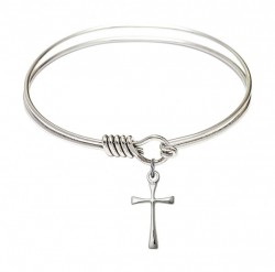 Smooth Bangle Bracelet with a Maltese Cross Charm [BRS1872]